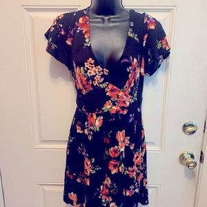 Floral dress with deep v cut